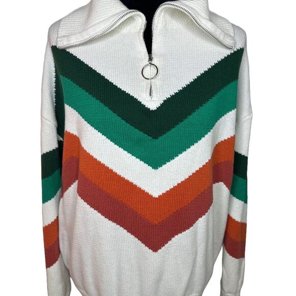 BiBi Multi Color Chevron Pattern Sweater Size L - Picture 5 of 16